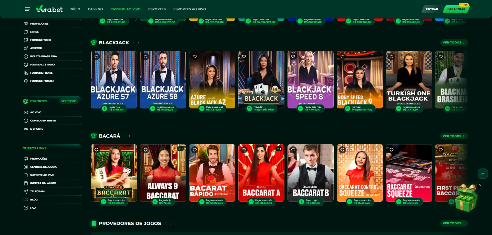Cassino ao vivo com dealers reais na Verabet Casino